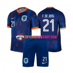 Nederländerna Frenkie de Jong 21 Euro 2024 Tröja 2:a Matchställ Barn Kortärmad