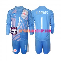 Costa Rica Målvakt Keylor Navas 1 2024 Tröja Blå 1:a Matchställ Barn Långärmad