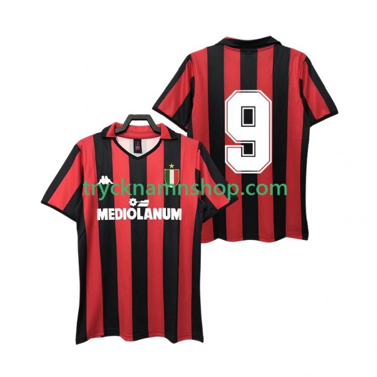 AC Milan 9 1988 1989 Tröja Retro 1:a Matchställ Män Kortärmad