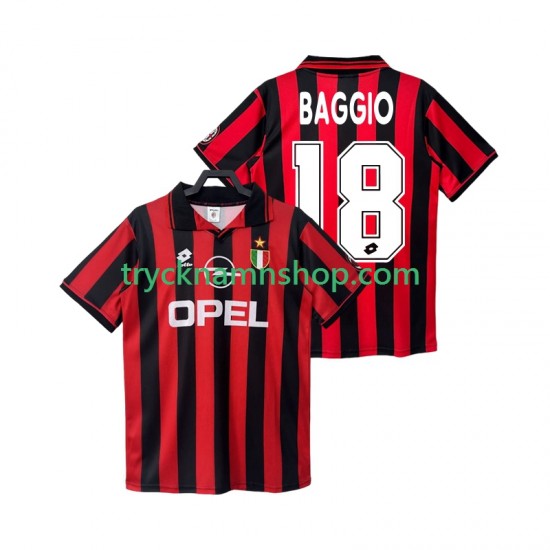AC Milan BAGGIO 18 1996 1997 Tröja Retro 1:a Matchställ Män Kortärmad