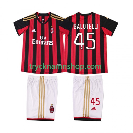 AC Milan BALOTELL 45 2013 2014 Tröja Retro 1:a Matchställ Barn Kortärmad