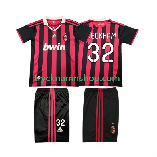 AC Milan BECKHAM 32 2009 2010 Tröja Retro 1:a Matchställ Barn Kortärmad