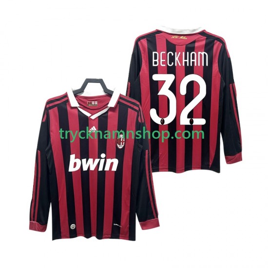 AC Milan BECKHAM 32 2009 2010 Tröja Retro 1:a Matchställ Män Långärmad