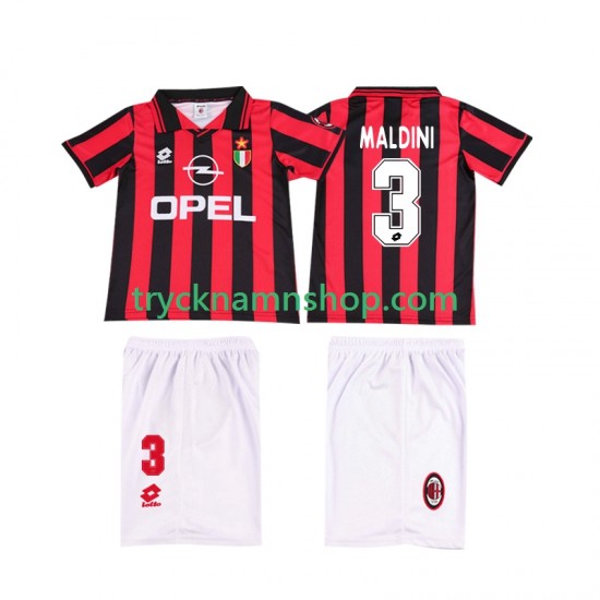 AC Milan MALDINI 3 1996 1997 Tröja Retro 1:a Matchställ Barn Kortärmad