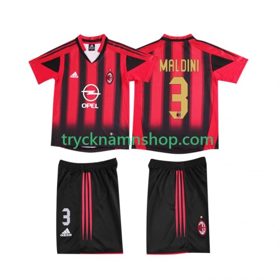 AC Milan MALDINI 3 2004 2005 Tröja Retro 1:a Matchställ Barn Kortärmad