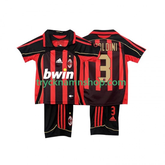 AC Milan MALDINI 3 2006 2007 Tröja Retro 1:a Matchställ Barn Kortärmad