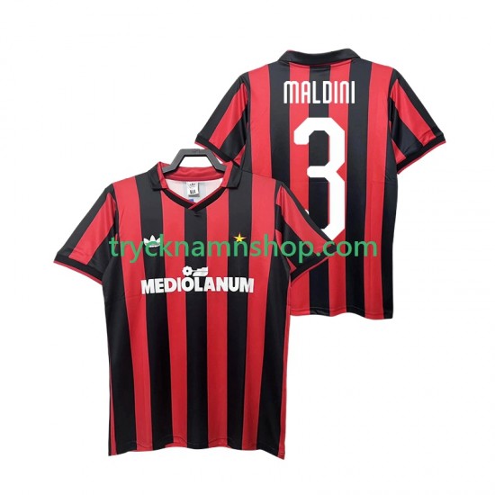 AC Milan MALDINI 3 1990 1991 Tröja Retro 1:a Matchställ Män Kortärmad