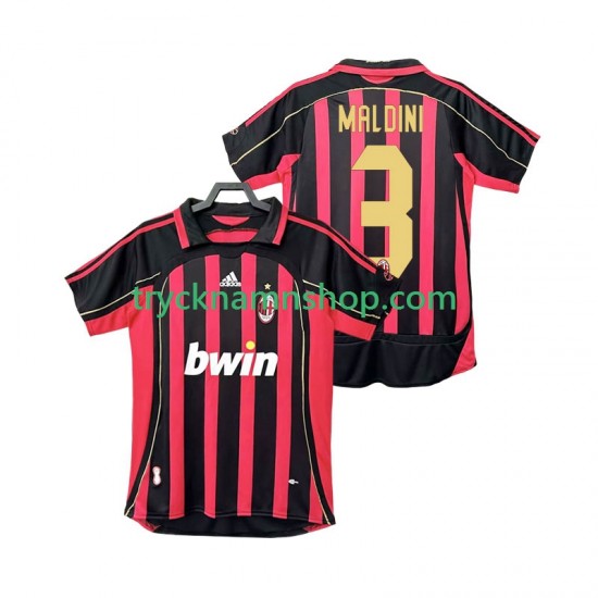 AC Milan MALDINI 3 2006 2007 Tröja Retro 1:a Matchställ Män Kortärmad