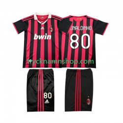 AC Milan RONALDINHO 80 2009 2010 Tröja Retro 1:a Matchställ Barn Kortärmad
