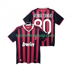 AC Milan RONALDINHO 80 2009 2010 Tröja Retro 1:a Matchställ Män Kortärmad