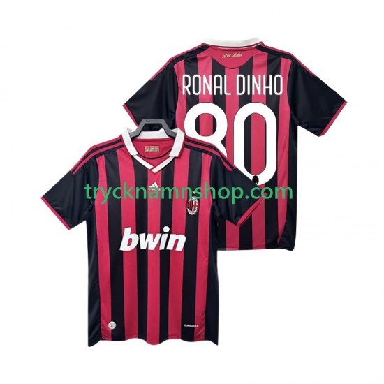 AC Milan RONALDINHO 80 2009 2010 Tröja Retro 1:a Matchställ Män Kortärmad