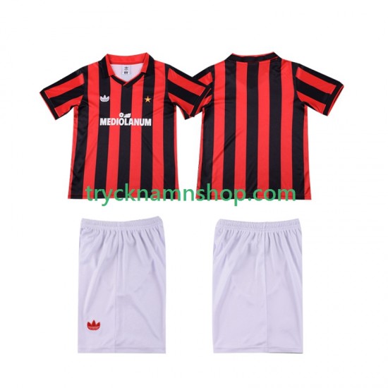 AC Milan 1990 1991 Tröja Retro 1:a Matchställ Barn Kortärmad