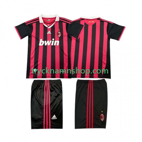 AC Milan 2009 2010 Tröja Retro 1:a Matchställ Barn Kortärmad