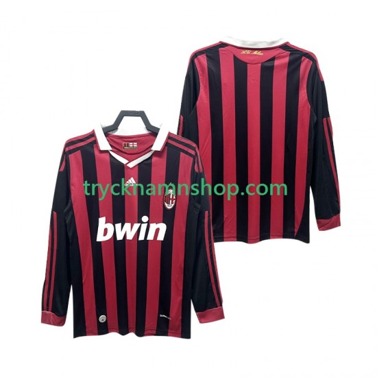 AC Milan 2009 2010 Tröja Retro 1:a Matchställ Män Långärmad