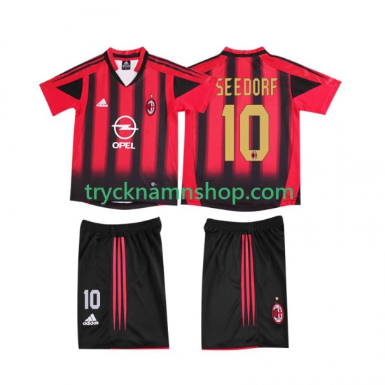 AC Milan SEEDORF 10 2004 2005 Tröja Retro 1:a Matchställ Barn Kortärmad