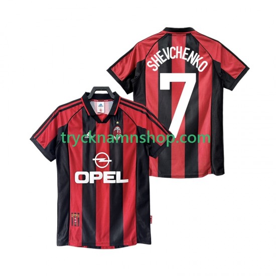 AC Milan SHEVCHENKO 7 1998 1999 Tröja Retro 1:a Matchställ Män Kortärmad