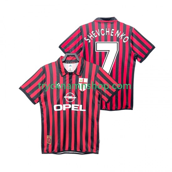 AC Milan SHEVCHENKO 7 1999 2000 Tröja Retro 1:a Matchställ Män Kortärmad