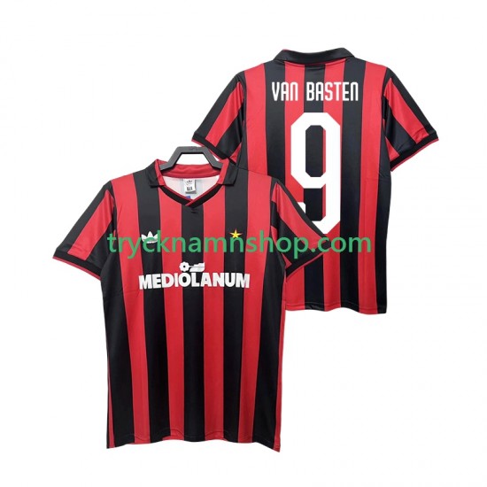 AC Milan VAN BASTEN 9 1990 1991 Tröja Retro 1:a Matchställ Män Kortärmad