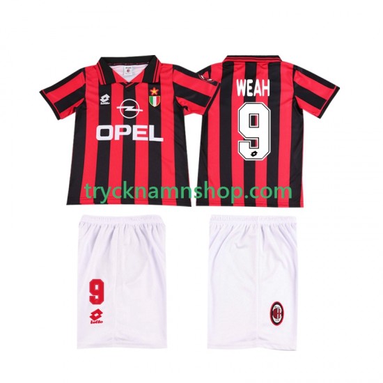 AC Milan WEAH 9 1996 1997 Tröja Retro 1:a Matchställ Barn Kortärmad