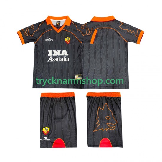 AS Roma 1999 2000 Tröja Retro 2:a Matchställ Barn Kortärmad