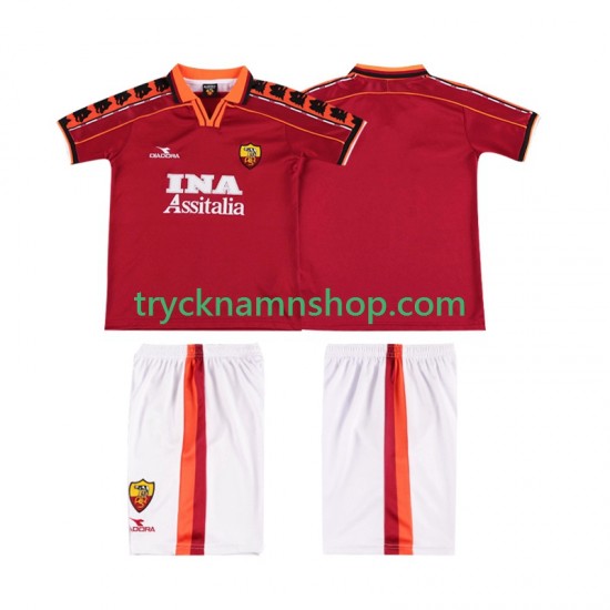 AS Roma 1998 1999 Tröja Retro 1:a Matchställ Barn Kortärmad