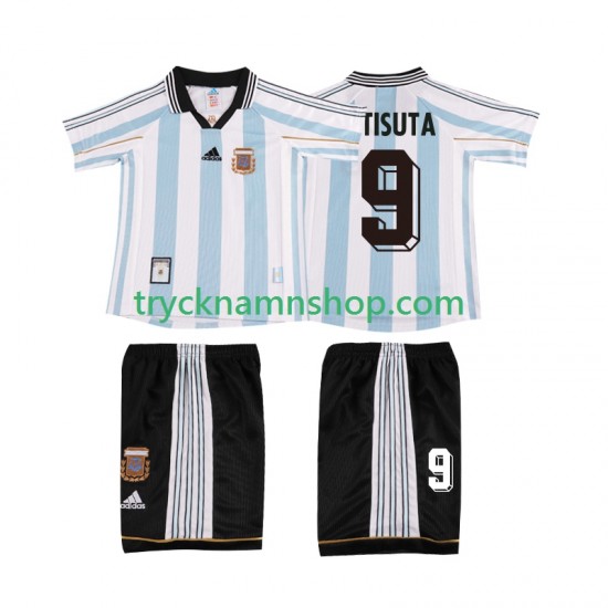 Argentina BATISUTA 9 1998 Tröja Retro 1:a Matchställ Barn Kortärmad