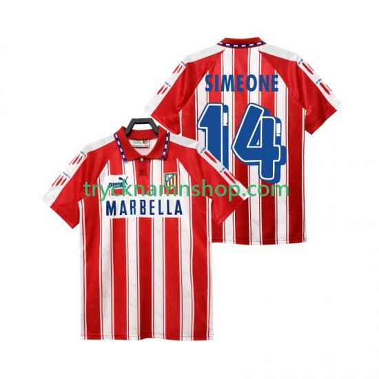 Atlético Madrid SIMEONE 14 1994 1995 Tröja Retro 1:a Matchställ Män Kortärmad