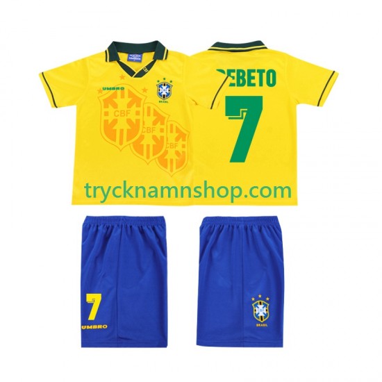 Brasilien BEBETO 7 1994 Tröja Retro 1:a Matchställ Barn Kortärmad