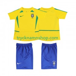 Brasilien 2002 Tröja Retro 1:a Matchställ Barn Kortärmad