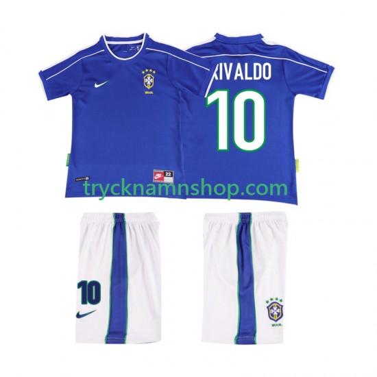 Brasilien RIVALDO 10 1998 Tröja Retro 2:a Matchställ Barn Kortärmad
