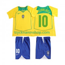 Brasilien RONALOINHO 10 2004 Tröja Retro 1:a Matchställ Barn Kortärmad