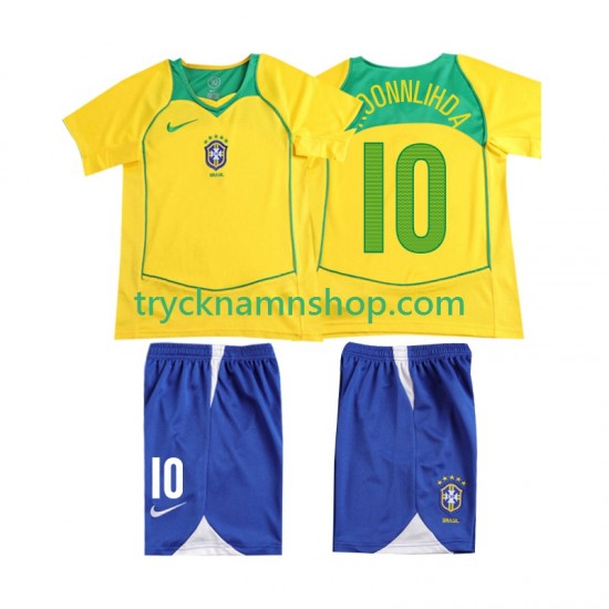 Brasilien RONALOINHO 10 2004 Tröja Retro 1:a Matchställ Barn Kortärmad