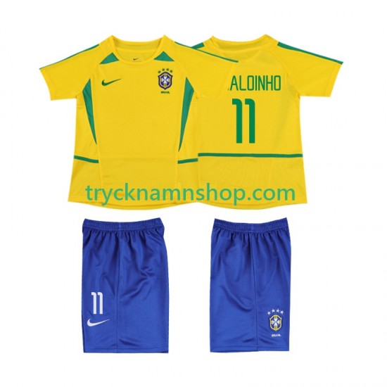 Brasilien RONALOINHO 11 2002 Tröja Retro 1:a Matchställ Barn Kortärmad