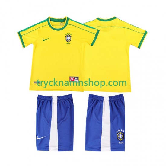 Brasilien 1998 Tröja Retro 1:a Matchställ Barn Kortärmad