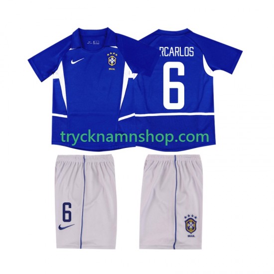 Brasilien Roberto Carlos 6 2002 Tröja Retro 2:a Matchställ Barn Kortärmad