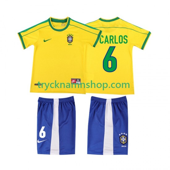 Brasilien Roberto Carlos 6 1998 Tröja Retro 1:a Matchställ Barn Kortärmad