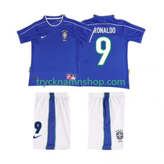 Brasilien Ronaldo 9 1998 Tröja Retro 2:a Matchställ Barn Kortärmad