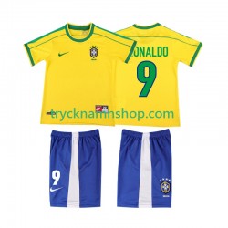 Brasilien Ronaldo 9 1998 Tröja Retro 1:a Matchställ Barn Kortärmad