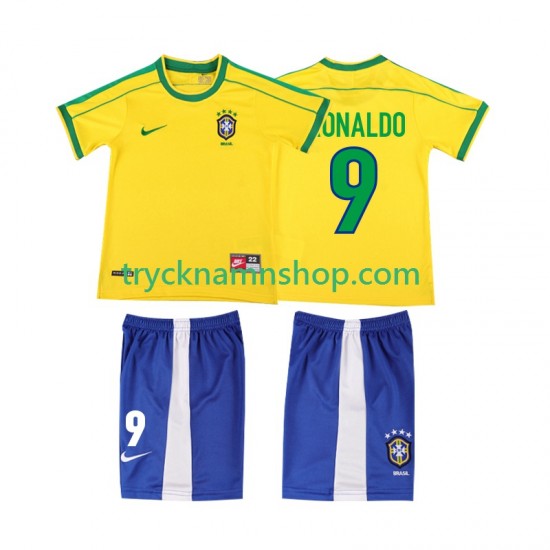 Brasilien Ronaldo 9 1998 Tröja Retro 1:a Matchställ Barn Kortärmad