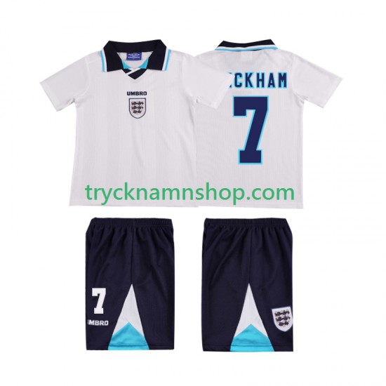 England Beckham 7 1996 Tröja Retro 1:a Matchställ Barn Kortärmad