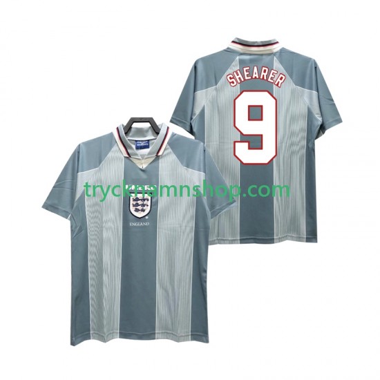 England SHEARER 9 1996 Tröja Retro 2:a Matchställ Män Kortärmad