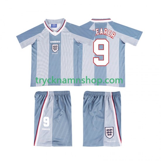 England SHEARER 9 1996 Tröja Retro 2:a Matchställ Barn Kortärmad