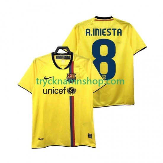 FC Barcelona A INIESTA 8 2008 2009 Tröja Retro 2:a Matchställ Män Kortärmad
