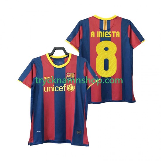 FC Barcelona A INIESTA 8 2010 2011 Tröja Retro 1:a Matchställ Män Kortärmad