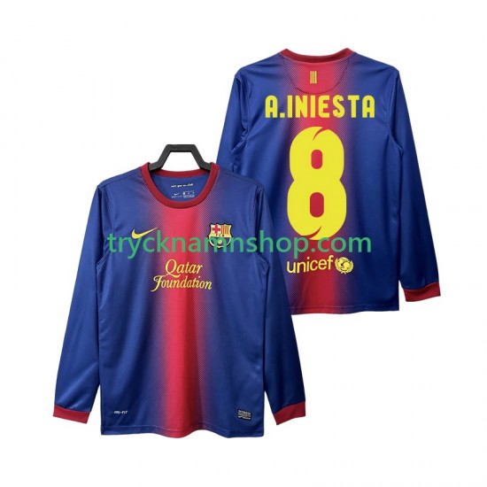 FC Barcelona A INIESTA 8 2012 2013 Tröja Retro 1:a Matchställ Män Långärmad