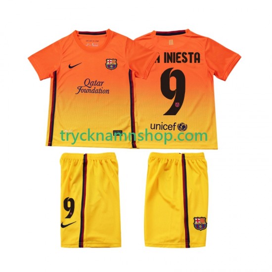 FC Barcelona A INIESTA 9 2012 2013 Tröja Retro 2:a Matchställ Barn Kortärmad