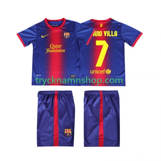 FC Barcelona DAUID VILLA 7 2012 2013 Tröja Retro 1:a Matchställ Barn Kortärmad