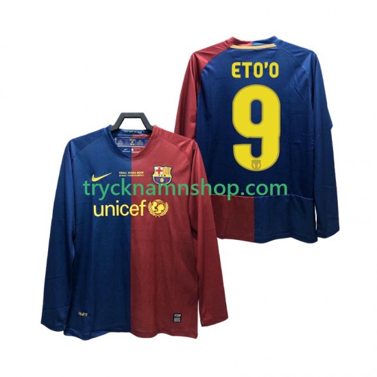 FC Barcelona ETO O 9 Champions League 2008 2009 Tröja Retro 1:a Matchställ Män Långärmad