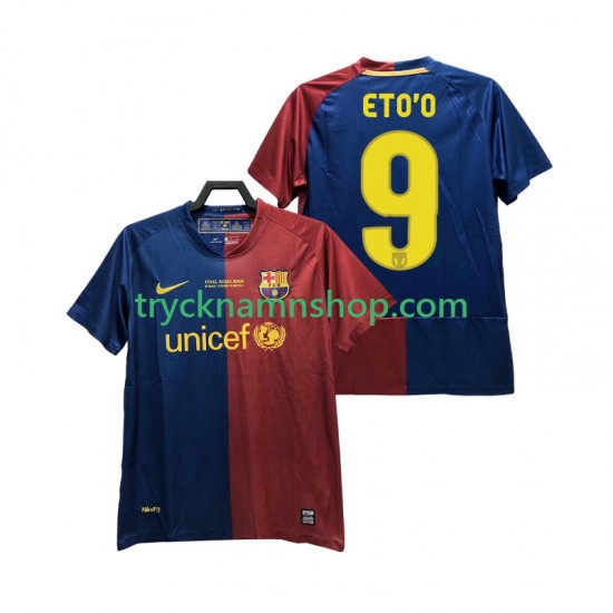 FC Barcelona ETO O 9 Champions League 2008 2009 Tröja Retro 1:a Matchställ Män Kortärmad