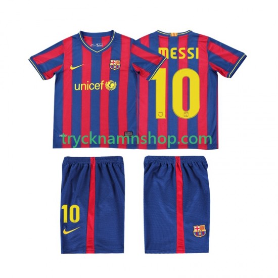 FC Barcelona Lionel Messi 10 2009 2010 Tröja Retro 1:a Matchställ Barn Kortärmad